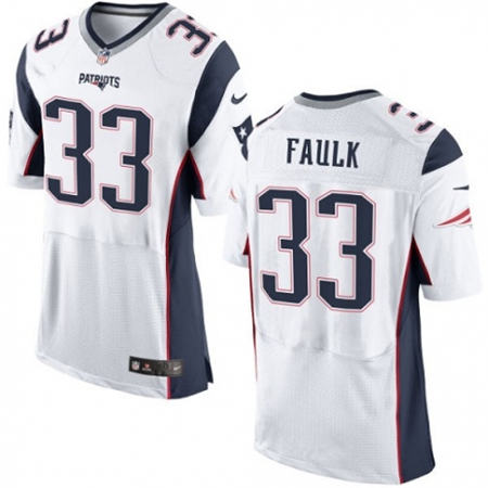 Men New England Patriots 33 Kevin Faulk Elite White Stitched NFL Jersey