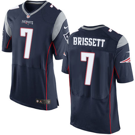 Men New England Patriots 7 Jacoby Brissett Elite Navy Blue Team Color Stitched NFL Jersey