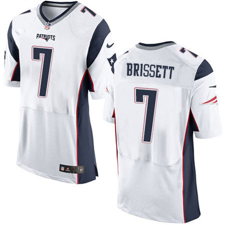 Men New England Patriots 7 Jacoby Brissett Elite White Stitched NFL Jersey