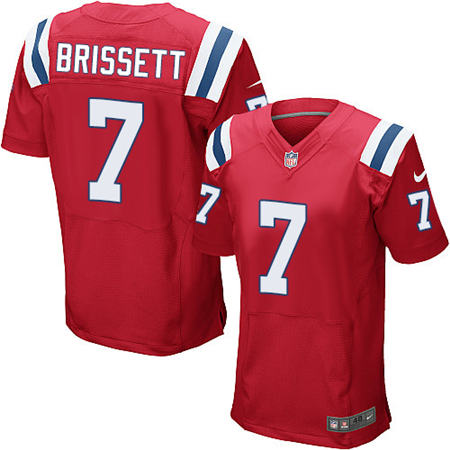Men New England Patriots 7 Jacoby Brissett Red Alternate Elite Stitched NFL Jersey