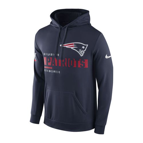 Men New England Patriots Navy Super Bowl LI Bound Team Travel Circuit Performance Pullover Hoodie