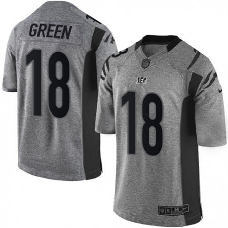 Men Cincinnati Bengals 18 A J Green Limited Gray Gridiron NFL Jersey