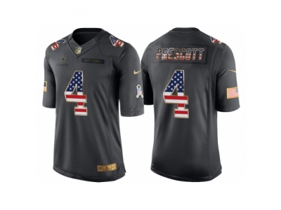 Men Dallas Cowboys 4 Dak Prescott Anthracite Salute to Service USA Flag Fashion Jersey