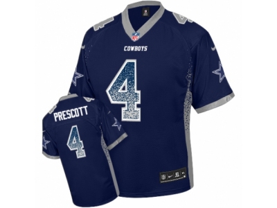 Men  Dallas Cowboys 4 Dak Prescott Elite Navy Blue Drift Fashion NFL Jersey