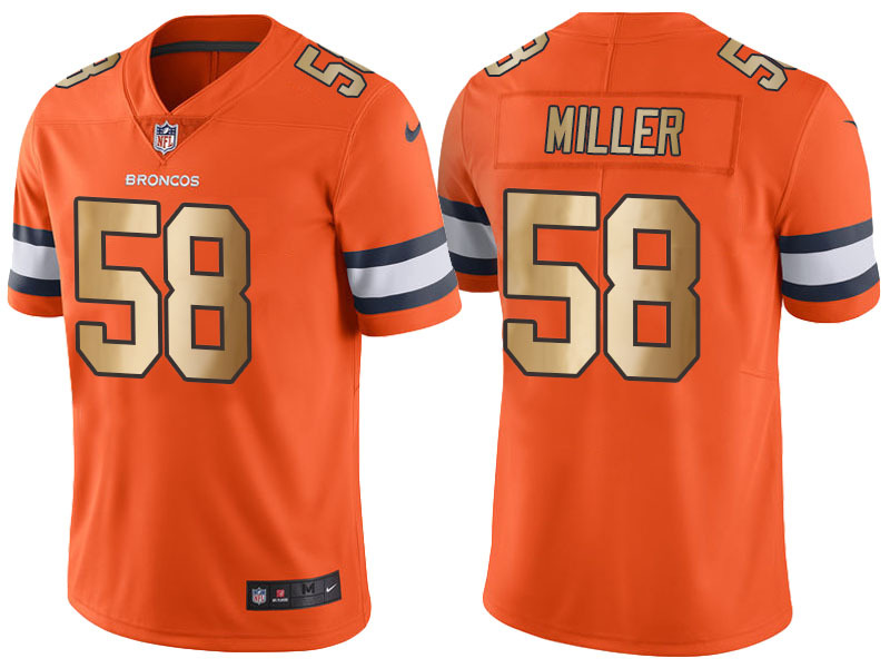 Men Denver Broncos 58 Von Miller Orange Gold Limited Special Color Rush Jersey