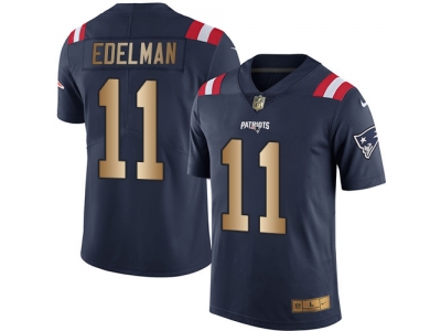 Men New England Patriots 11 Julian Edelman Navy Blue Men Stitched NFL Limited Gold Rush Jersey