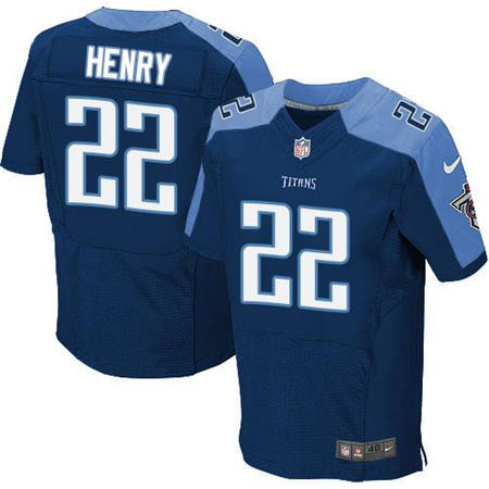 Men Tennessee Titans 22 Derrick Henry Elite Navy Blue Alternate NFL Jersey