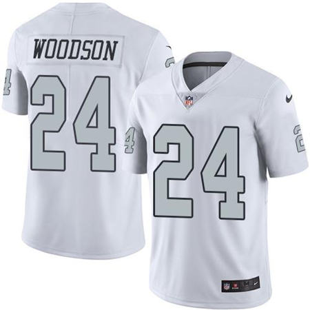 Men Oakland Raiders 24 Charles Woodson White Color Rush Limited Stitched NFL Jersey