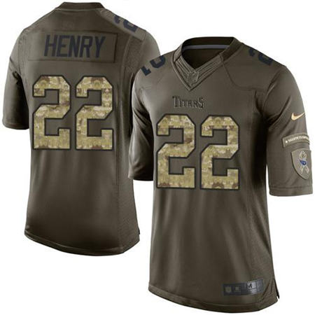 Men Tennessee Titans 22 Derrick Henry Green Salute to Service Limited Stitched NFL Jersey