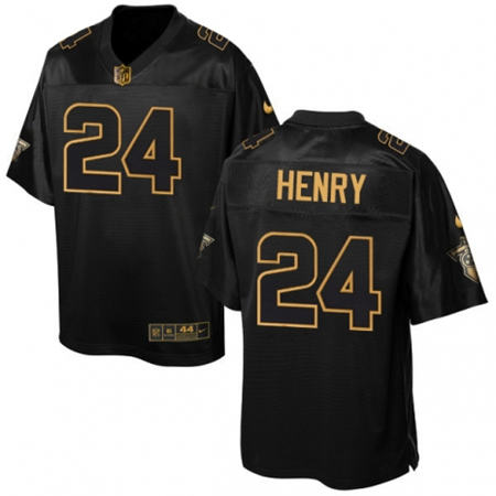 Men Tennessee Titans 24 Derrick Henry Black Pro Line Gold Collection Elite Stitched NFL Jersey
