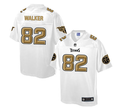 Men Tennessee Titans 82 Delanie Walker White Pro Line Gold Collection Elite Stitched NFL Jersey