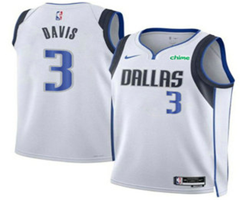 Men s Dallas Mavericks 3 Anthony Davis White 2025 Association Edition Stitched Jersey