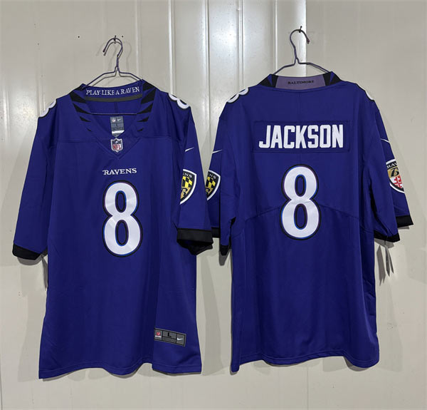 Mens Baltimore Ravens 8 Lamar Jackson Purple 2026 Alternate Vapor Limited Football Stitched Jersey