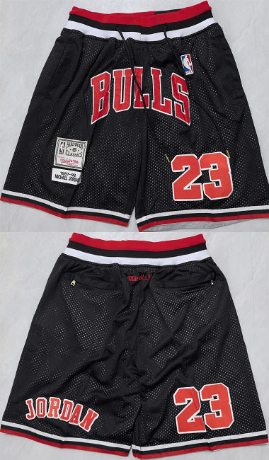 Mens Chicago Bulls 23 Michael Jordan Black Shorts (Run Small)