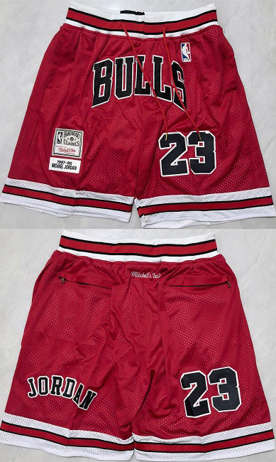 Mens Chicago Bulls 23 Michael Jordan Red Shorts (Run Small)