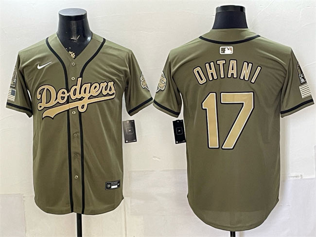 Mens Los Angeles Dodgers 17 Shohei Ohtani Olive 2026 Armed Forces Day Stitched Baseball Jersey