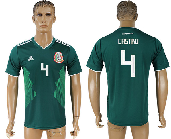Mexico 4 CASTRO Home 2018 FIFA World Cup Thailand Soccer Jersey