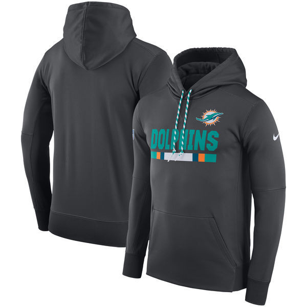 Miami Dolphins Team Name Performance Pullover Hoodie Charcoal
