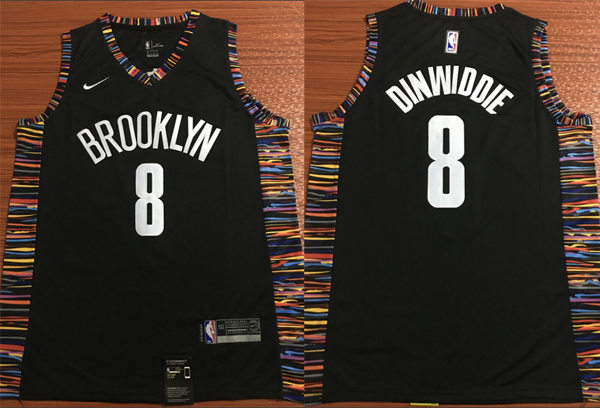 NBA Brooklyn Nets 8 Spencer Dinwiddie Black City Edition Swingman Jersey