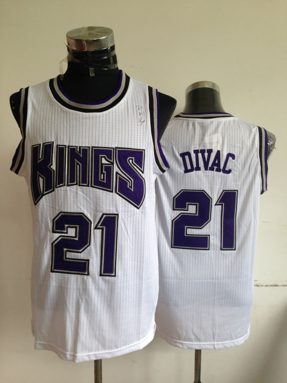 NBA Sacramento Kings 21 Vlade Divac Authetic White Jersey