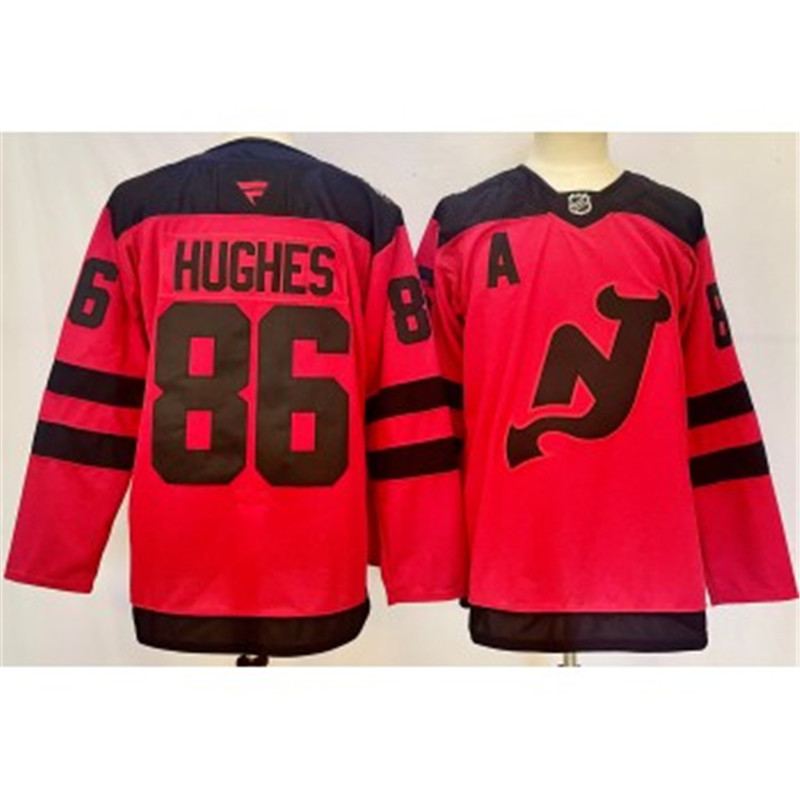 NHL Devils 86 Jack Hughes Red 2024 New Fanatics Jersey