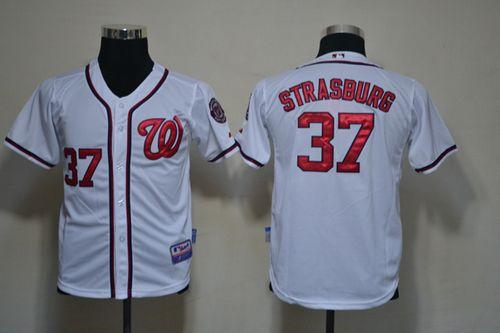 Nationals 37 Stephen Strasburg White Cool Base Stitched Youth MLB Jersey