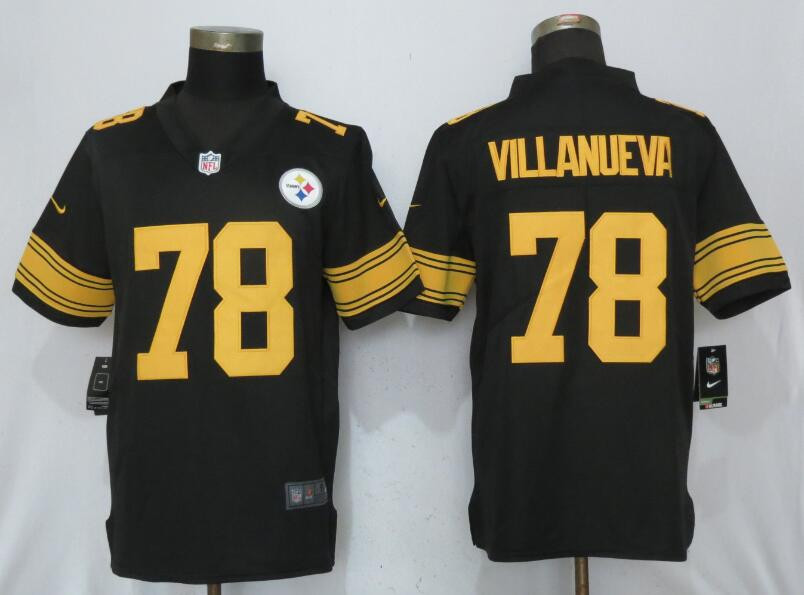 New Pittsburgh Steelers 78 Villanueva Navy Black Color Rush Limited Jersey