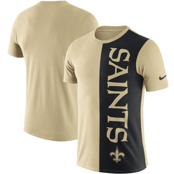 New Orleans Saints Coin Flip Tri Blend T Shirt GoldBlack