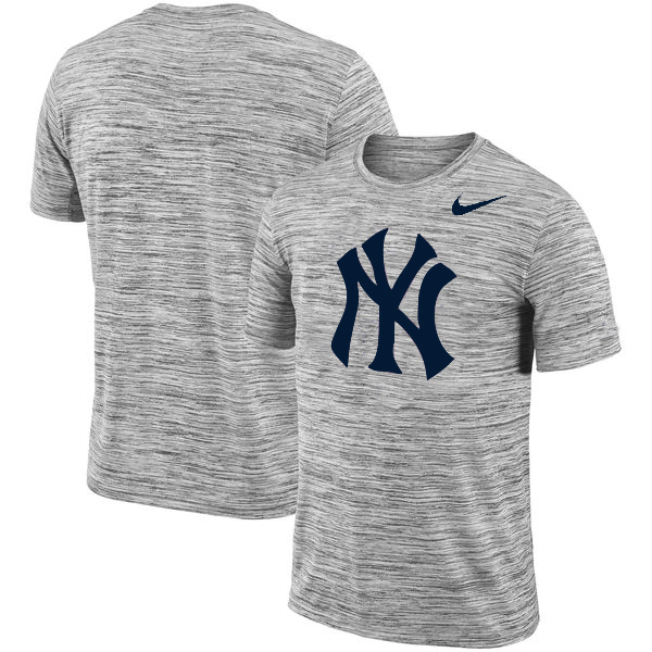 New York Yankees Heathered Black Sideline Legend Velocity Travel Performance T Shirt