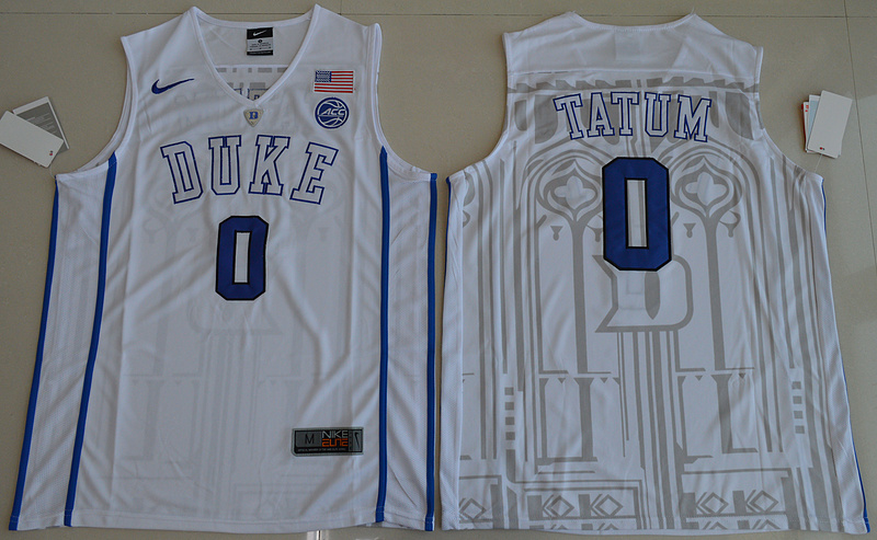 2017 Duke Blue Devils Jayson Tatum 0 V Neck College T shirt Authentic Jersey