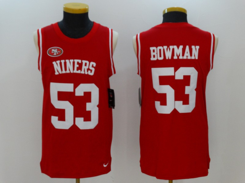 49ers 53 NaVorro Bowman Red Color Rush Men's Tank Top