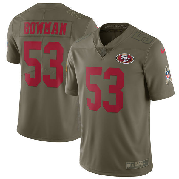 49ers 53 NaVorro Bowman Youth Olive Salute To Service Limited Jersey