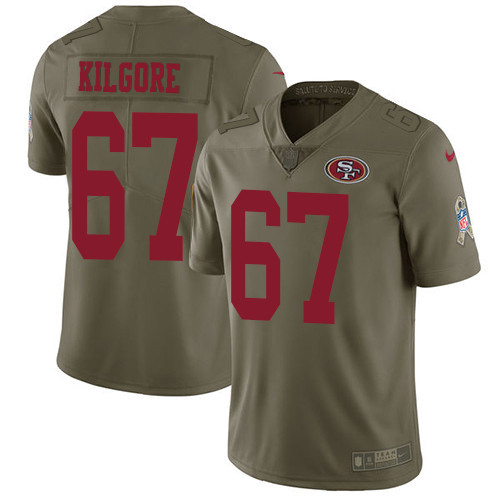 49ers 67 Daniel Kilgore Olive Salute To Service Limited Jersey