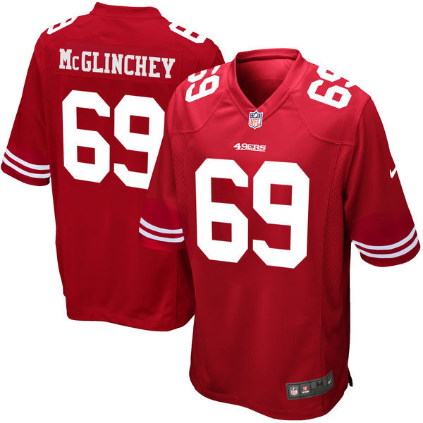 49ers 69 Mike McGlinchey Red 2018 NFL Draft Pick Elite Jersey