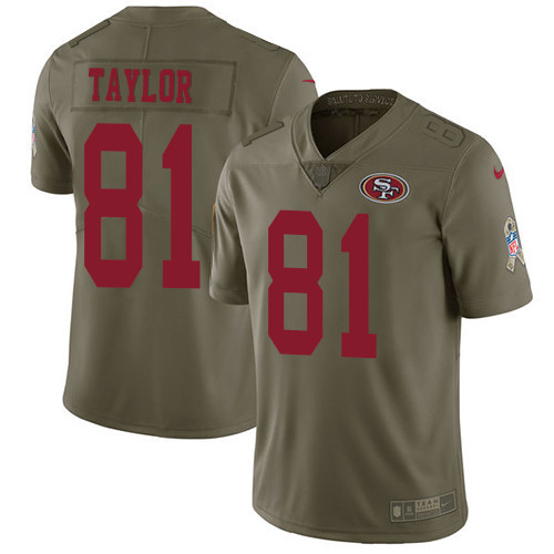 49ers 81 Trent Taylor Olive Salute To Service Limited Jersey