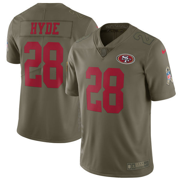 49ers Carlos Hyde Olive Salute To Service Limited Jersey