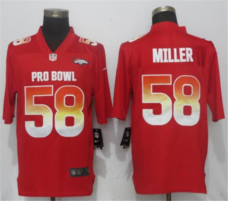 AFC Broncos 58 Von Miller Red 2019 Pro Bowl Limited Jersey