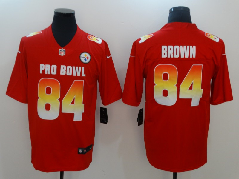 AFC Steelers 84 Antonio Brown Red 2019 Pro Bowl Game Jersey
