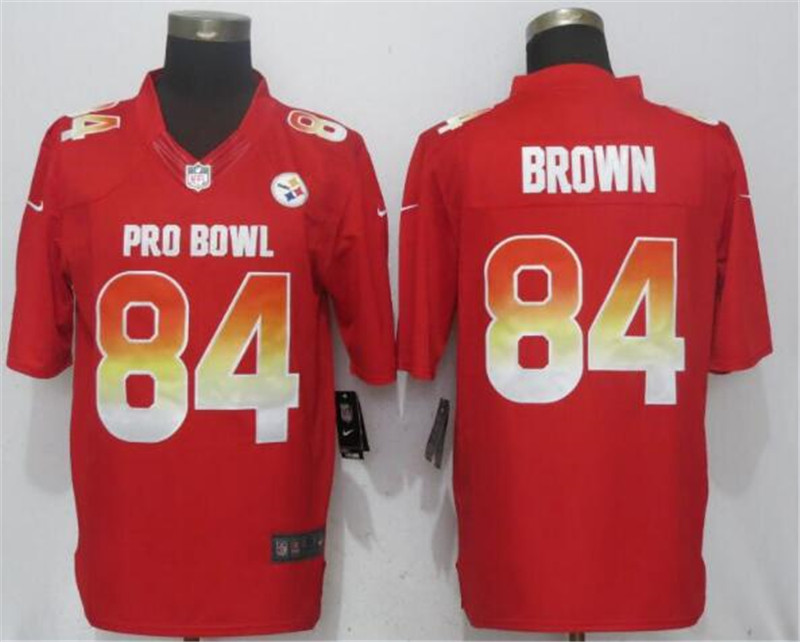AFC Steelers 84 Antonio Brown Red 2019 Pro Bowl Limited Jersey