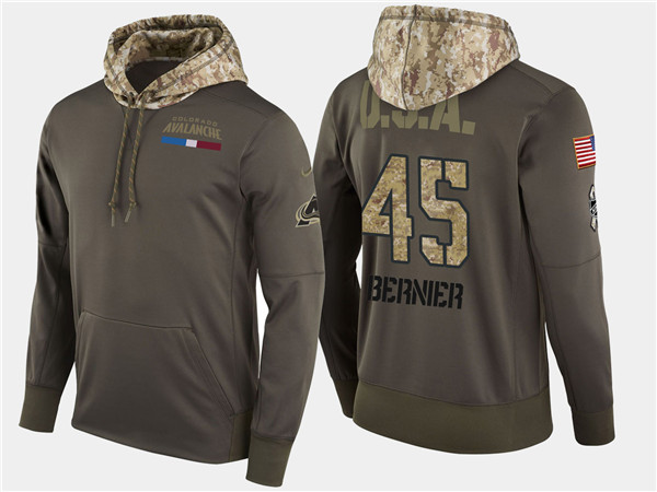 Aavalanche 45 Jonathan Bernier Olive Salute To Service Pullover Hoodie