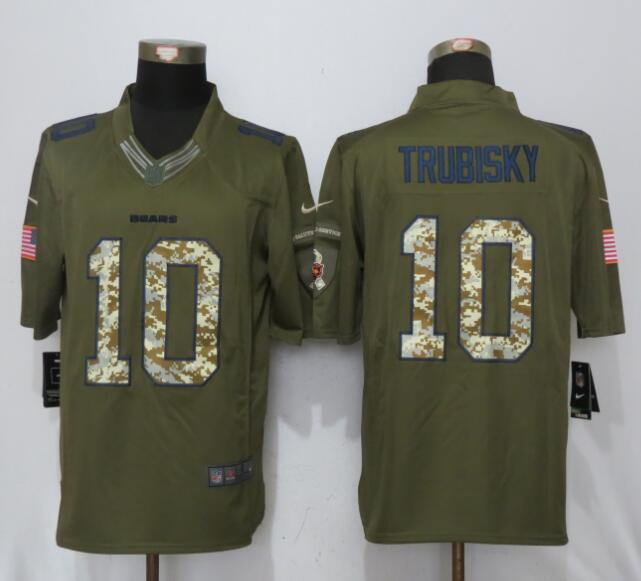 Bears 10 Mitchell Trubisky Green Salute to Service Limited Jersey