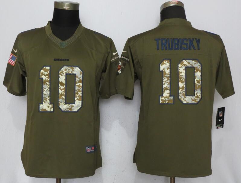 Bears 10 Mitchell Trubisky Green Women Salute to Service Limited Jersey