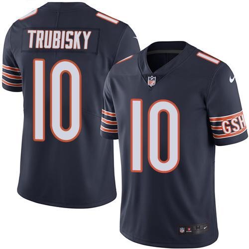 Bears 10 Mitchell Trubisky Navy Vapor Untouchable Limited Jersey
