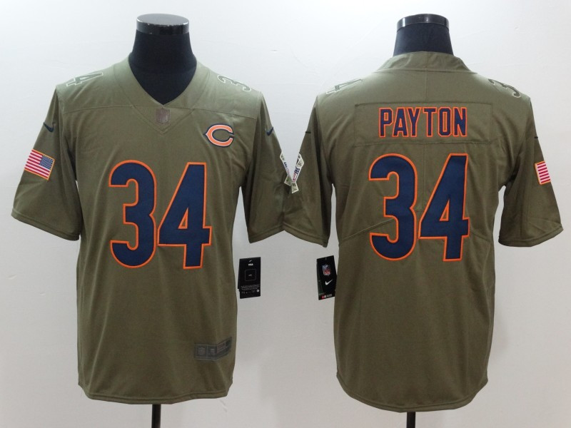 Bears 34 Walter Payton Olive Salute To Service Limited Jersey