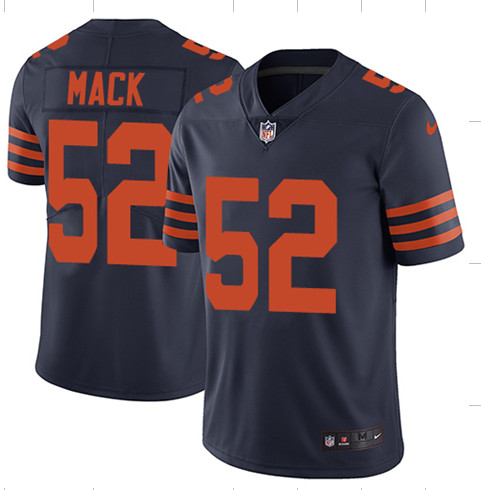 Bears 52 Khalil Mack Navy Throwback Vapor Untouchable Limited Jersey