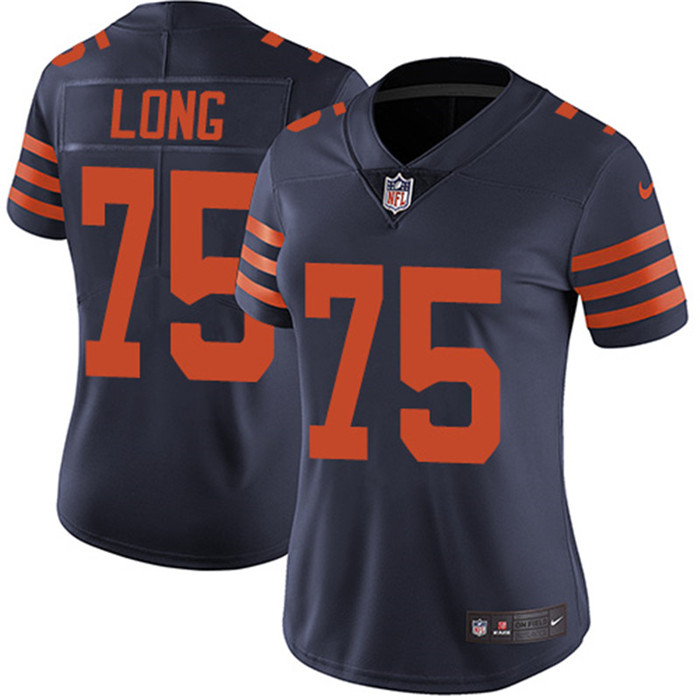 Bears 75 Kyle Long Navy Throwback Women Vapor Untouchable Limited Jersey
