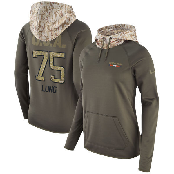 Bears 75 Kyle Long Olive Women Salute To Service Pullover Hoodie