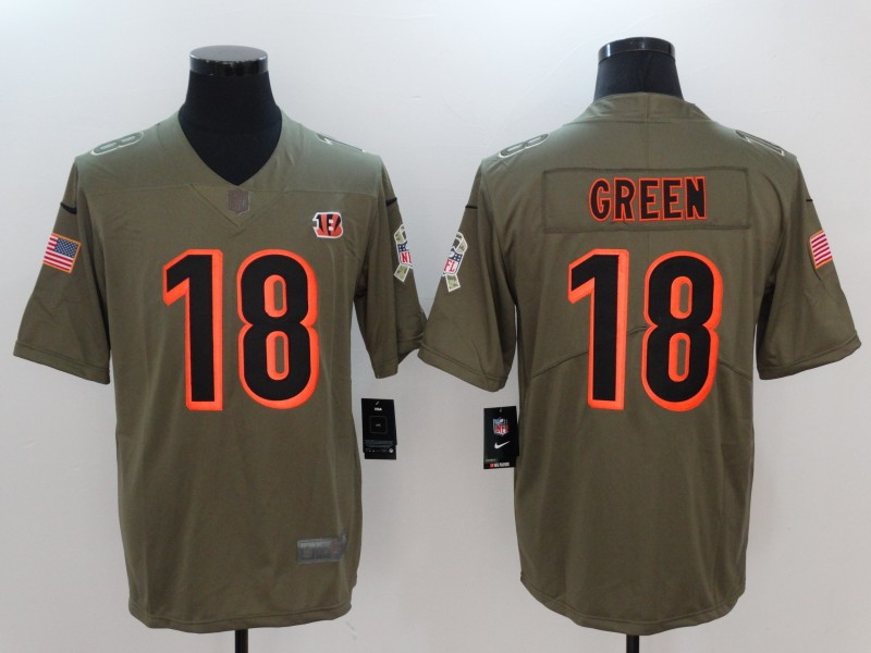 Bengals 18 A.J. Green Olive Salute To Service Limited Jersey