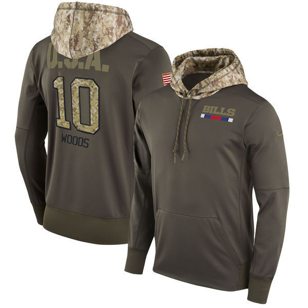 Bills 10 Robert Woods Olive Salute To Service Pullover Hoodie