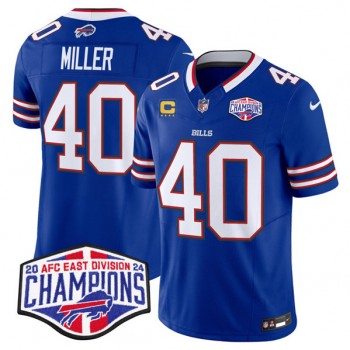 Nike Bills 40 Von Miller Royal 2024 AFC East Division Champions  with C Patch F.U.S.E. Vapor Limited Men Jersey